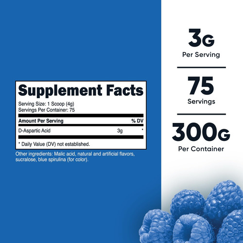 Nutricost Ácido D-aspártico (daa) Pó 300g (framboesa Azul) -