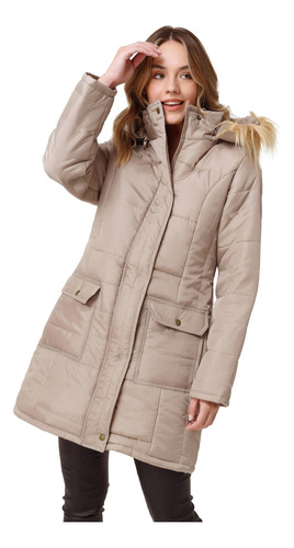 Campera Larga Liviana Impermeable Rompeviento Mujer Lleruc