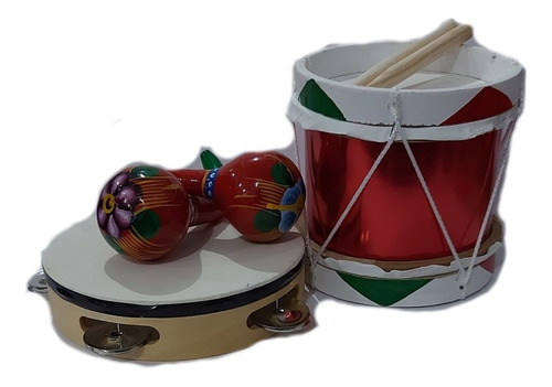 3 Juguetes Instrumentos Musicales Artesanales Percusión Niño