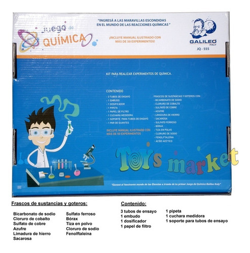 Imagen 3 de 6 de Juego De Quimica Galileo Incluye Manual Con 60 Experimentos