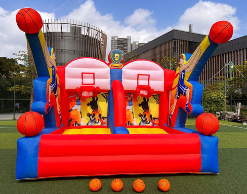 Vinfgoes - Juego De Baloncesto Inflable Con 2 Aros Y 4 Bolas