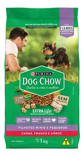 Ração Purina Dog Chow Ótimo Começo Filhote Carne 1 Kg