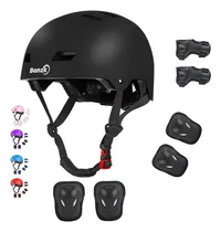Comprar Casco Para Niños Con Rodilleras Coderas Y Muñequeras Negro