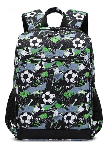 Mochila Escolar Impermeable Con Patrón De Fútbol For Niños