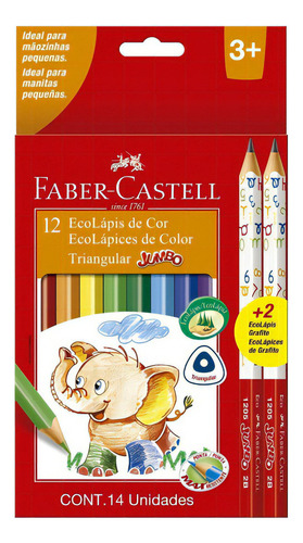 Lapices De Colores Eco Jumbo X12 + 2 Grafitos Faber Castell
