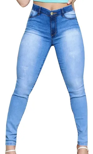 Kit 2 Calca Cintura Alta Jeans Feminina Barata Empina Bumbum