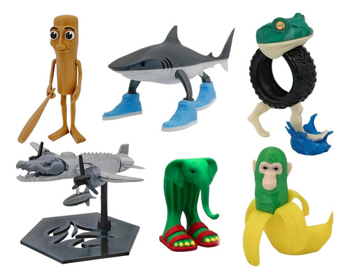 Set 6 Figuras Italian Brainrot Animals - Tiburón, Cocodrilo