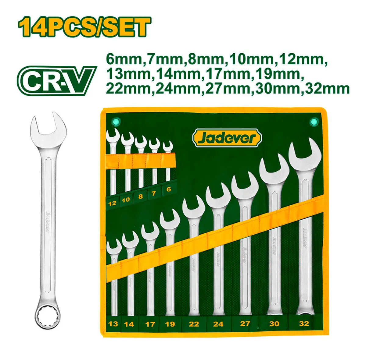 Set Llaves Combinadas 6-32 Jadever 14 Piezas Plateado