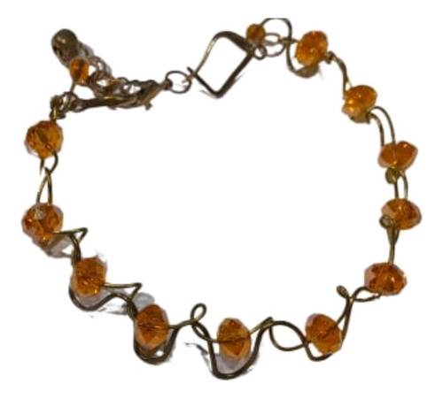 Pulsera Dorada Con Piedras Naranjas Regalo Mujer Madre Amor