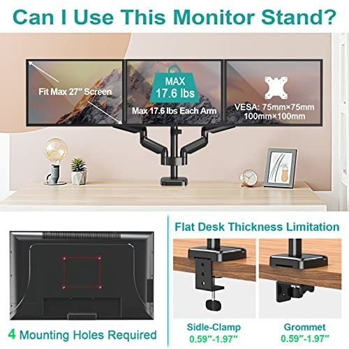 Soporte Para Tres Monitores Mount Pro, El Brazo De Escritori