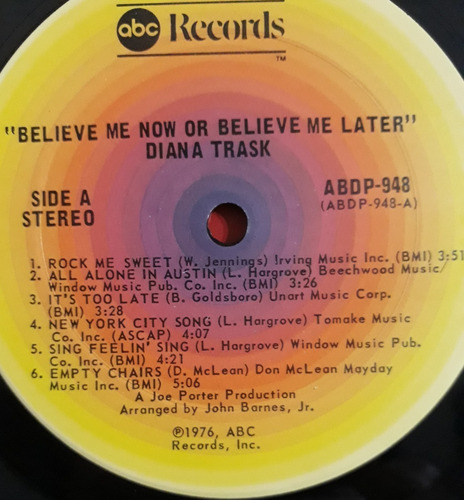Diana Trask Belive Me Now Or Belive Me Later Lp Vinilo