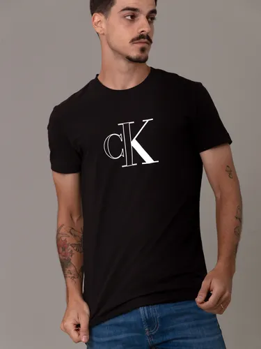 Polera Outline Monologo Negro Calvin Klein