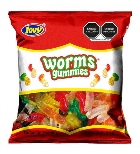 Gomitas Lombrices Sabores Frutales Worms Gummies Jovy 1 Kg