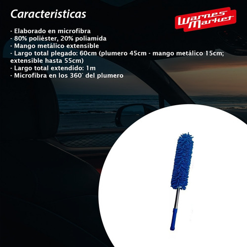 Imagen 2 de 9 de Cepillo Plumero Micro Fibra Mango Metal Lavado Auto Grande