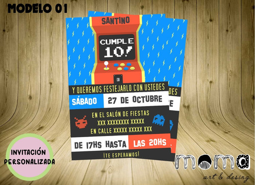 Invitaciones Imprimibles Y Digitales P/ Whatsapp - Gamer