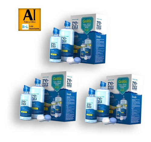 Imagem 1 de 3 de 03 Renu Fresh 355 + 120 Ml Solução Multiuso Entrega Rápida