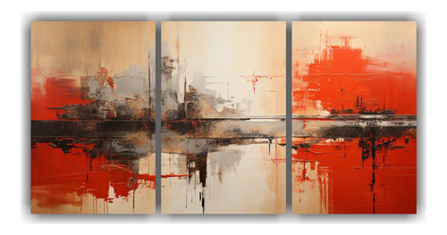 150x75cm Pintura Contemporánea Estilo Tachisme - Set 3 Arte