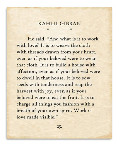 Kahlil Gibran ¿qué Es Trabajar Amor? Impresión De Pã...