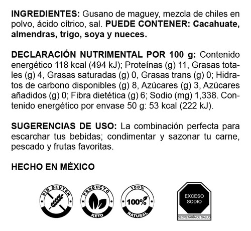 Sal Con Gusano De Maguey | Pinotepa Gourmet | Frasco 50 G