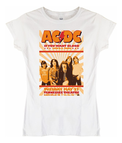 Polera Mujer Acdc If You Want Blood Tour Rock Abominatron