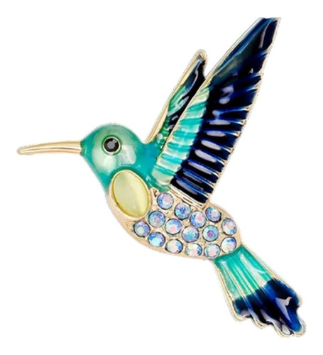 Broche De Colibri Con Piedras De Zirconia Pintado A Mano