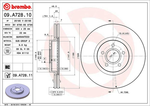 Disco De Freno / Ford Focus St L5 2.5l 2007 Delantero Vent
