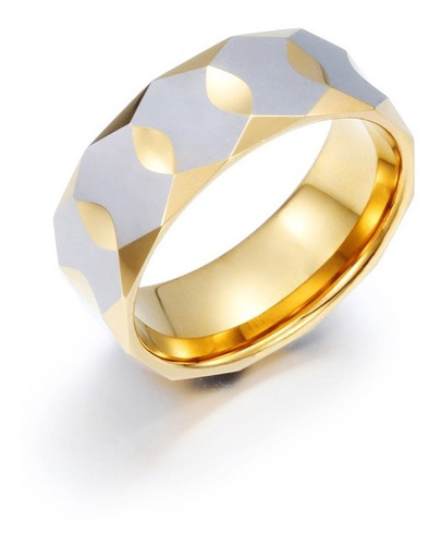 Elegante Y Hermoso Anillo Tungsteno Dorado Minimalista A101