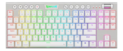 Teclado Gamer Horus Pro Tkl Rgb Sem Fio Branco Layout Usa
