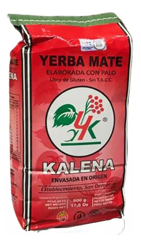 Yerba Mate Kalena C/ Palo 500g X10u | Sin Tacc | Tradicional