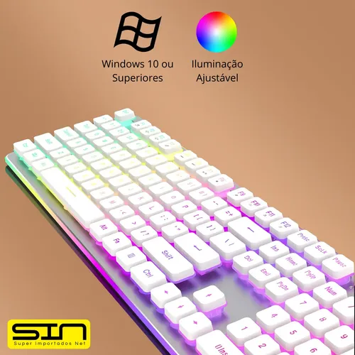 Teclado Mecânico Switch Red Gamer Led Rgb Abnt 2 Usb Pc Note