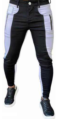 Calça Jeans Skinny Bicolor Branco Preto Promoção