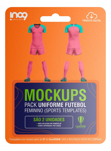 Mockup Pack Uniforme Futebol Feminino Coreldraw
