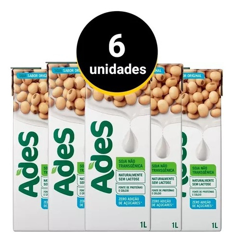 Ades Soja Zerosabor Original 1l - 6 Unidades