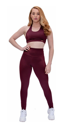 Conjunto Fitness Glam,top Com Bojo,tecido Texturizado