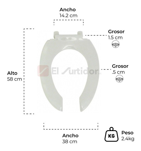 Asiento Para Wc O Taza De Baño Elongado Helvex Af-1 Blanco