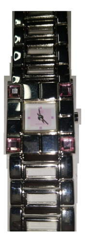 Reloj De Pulso Q&q Cuadrado Plateado