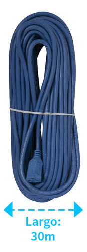 Extensión Uso Rudo Aterriz. Azul, Clavija Recta, 30m, Iusa