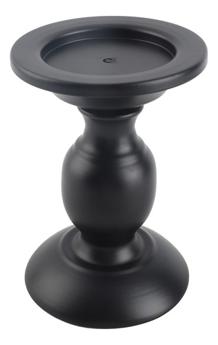 Candelabro Negro Con Forma De Pilar, De Metal Inoxidable, De