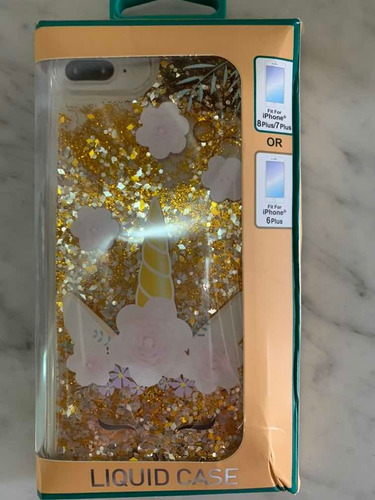 Forro iPhone 6/7/8 Plus Silicon Líquido Glitter Unicorn