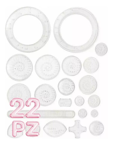 Set 22 Engranajes Juego Espirógrafo Dibujo Espiral Niños F