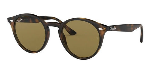 Imagen 1 de 4 de Anteojos de sol Ray-Ban Round RB2180 Standard con marco de propionato color polished tortoise, lente brown de plástico clásica, varilla polished tortoise de propionato