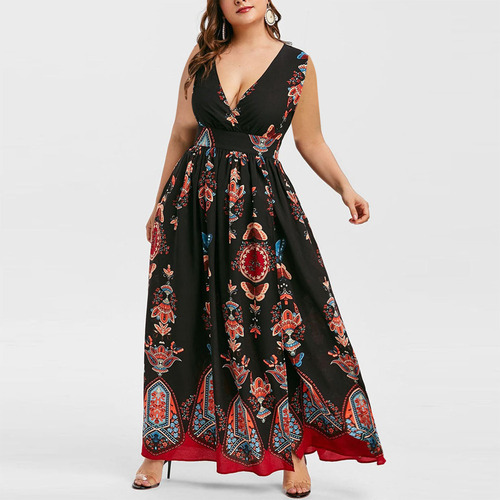 Vestido T Para Mujer, Talla Grande, Estampado A La Moda, Cue