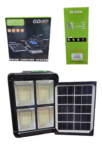 Foco Led Portátil Recargable 150w Panel Solar 4 Modo Luz Color GD2207A - 220063