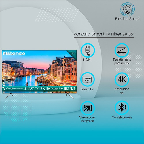 Smart Tv Hisense 85 Led 4k Uhd Android Bluetooth Alexa 85h65
