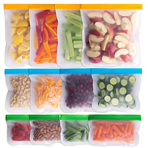 Reusable Food Storage Bags  12 Pack Bpa Free Freezer Ba...