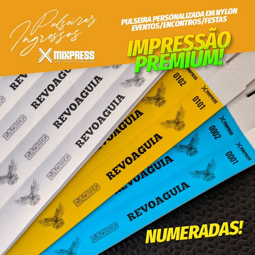 Imagem 1 de 6 de 100 Pulseiras Nylon Personalizada Festa Evento . Premium