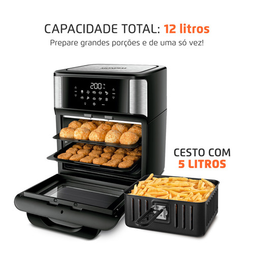 Freidora de aire Mondial Cozinha Air Fryer Oven de 12L color negro/inox 220V