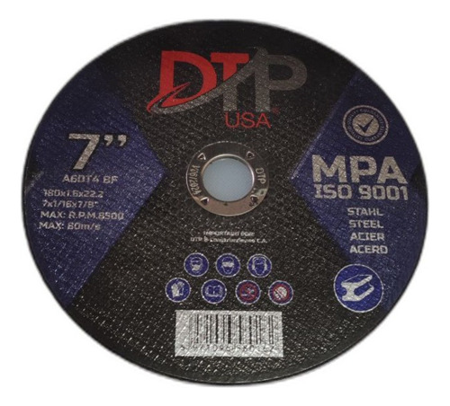 Dtp Disco Corte Fino, 7  X 1/16  X 7/8  8.500 Rpm 5und