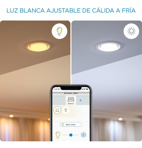 Imagen 6 de 9 de Pack 2 Amp Wiz Tonos Blancos Calidos A Frio Matter Ble Wi-fi
