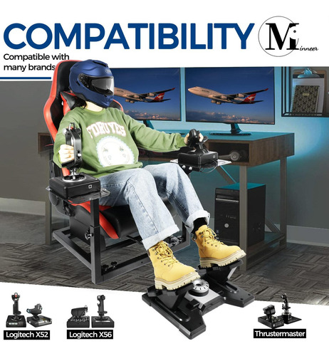 Cockpit De Simulación De Vuelo Minneer Rojo Ajustable